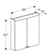 Зеркальный шкаф Geberit Option Basic с подсветкой, две двери: B=60см, H=67.5см, T=14см, Тип штекера=CEE 7/16, белый / лакированный матовый, с зеркальным покрытием внутри и снаружи