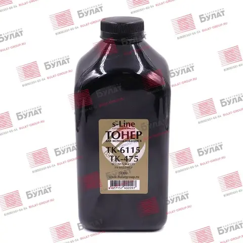 Тонер БУЛАТ s-Line TK-475, TK-6115 для Kyocera ECOSYS M4125, FS-6025MFP (Чёрный, банка 500 г)