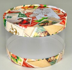 Шляпная упаковка НОВОГОДНИЕ ОТКРЫТКИ д. 12 см высота 7 см.