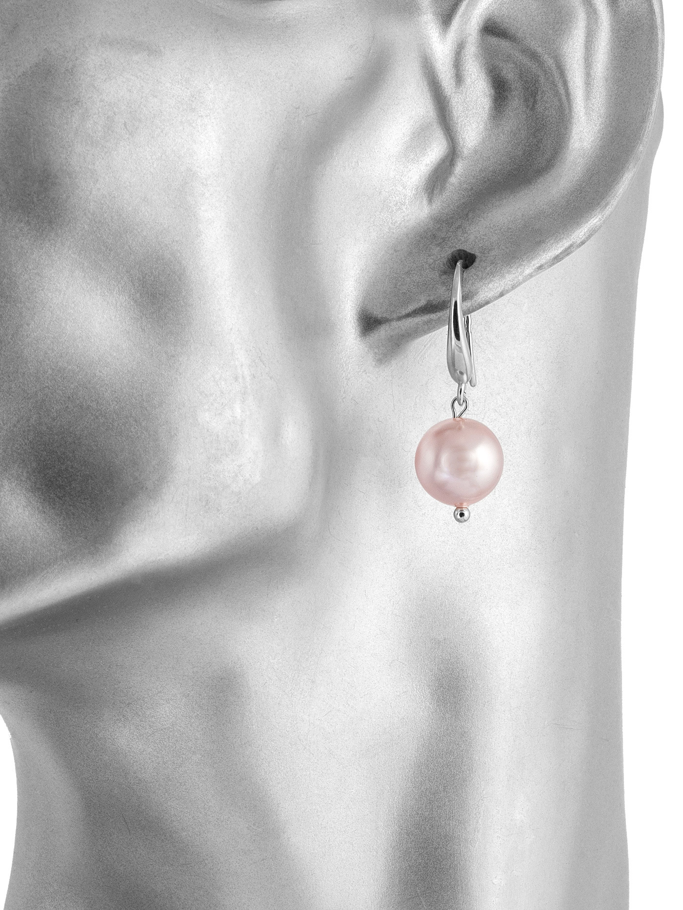Серебряные серьги с розовым искусственным жемчугом