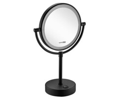 WasserKRAFT K-1005BLACK Зеркало с LED-подсветкой двухстороннее, стандартное и с 3-х кратным увеличением фото