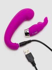 Лиловый вибратор Mini G-Spot Curve Vibe с клиторальным зайчиком - 