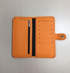 Клатч на кнопке мини с обработанными краями ЭКО под заказ, оранжевый