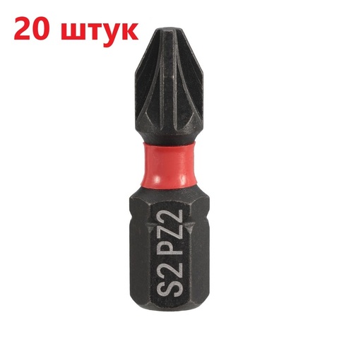 Бита PZ2 х25мм Impact(ударная) S2 20шт SGS 6325-PZ2-IB-20