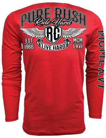 Rush Couture | Футболка лонгслив мужская ULTIMATE SKULL LONG SLEEVE Classic Red RC246 спина