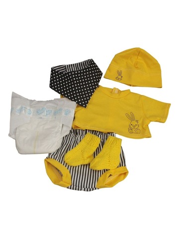 Комплект с подгузником - Желтый. Одежда для кукол, пупсов и мягких игрушек.