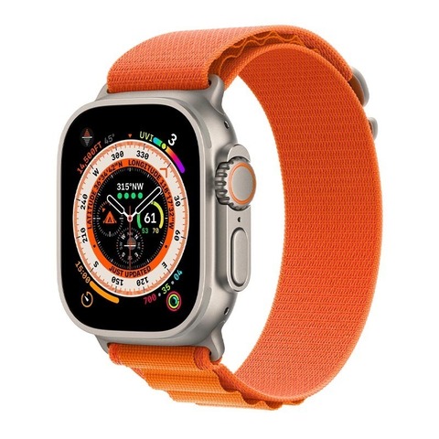 Apple Watch Ultra, GPS + Cellular, 49 мм, корпус из титана, ремешок Alpine Loop оранжевого цвета, L