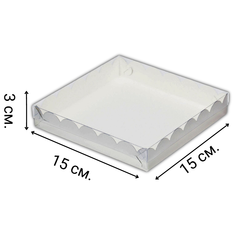 Коробочка для печенья 15х15х3 см белая