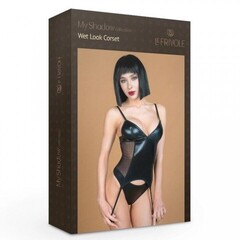 Корсаж с трусиками из материала wet look My Shadow, XXL/XXXL