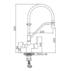 Cмеситель для кухни с выходом для питьевой воды и гибким силиконовым изливом Accoona A5179ST-19 оружейная сталь