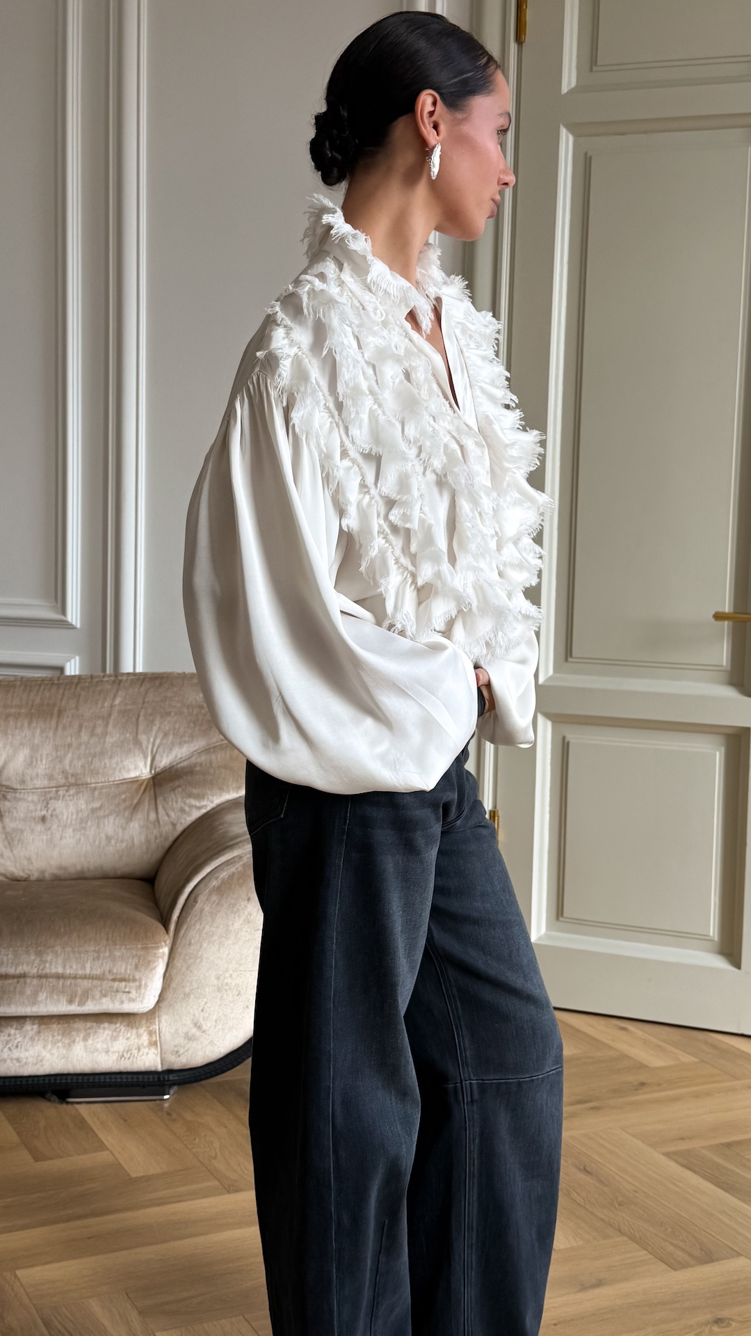 Блуза с оборками в виде бахромы PREMIUM QUALITY