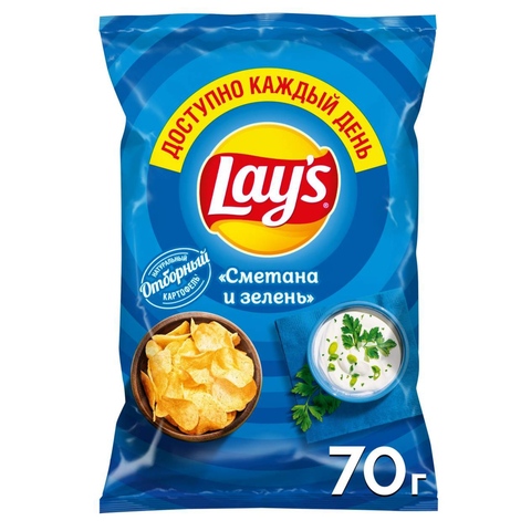 Чипсы LAYS сметана и зелень 70г