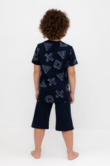 пижама  для мальчика  К 1614/объемные фигуры,индиго