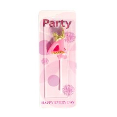 
          Свеча для торта Alingar, 5,5 см, на пике, "Цифра 4", розовый цвет, блистер с европодвесом