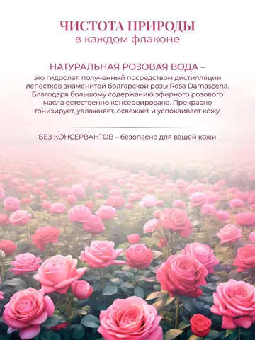 Натуральная розовая вода-концентрат с пульверизатором «Rose of Bulgaria», 100 мл