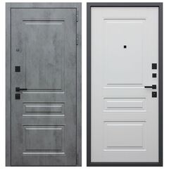 Купить Входная дверь Лира бетон тёмный ПВХ белый матовый
