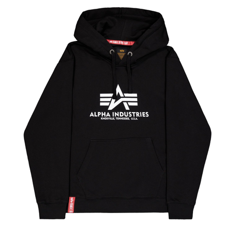 Толстовка Alpha Industries Basic Big Logo Hoodie Black (Чёрная)
