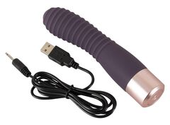 Фиолетовый вибратор с ребрышками Elegant Flexy Vibe - 15 см. - 