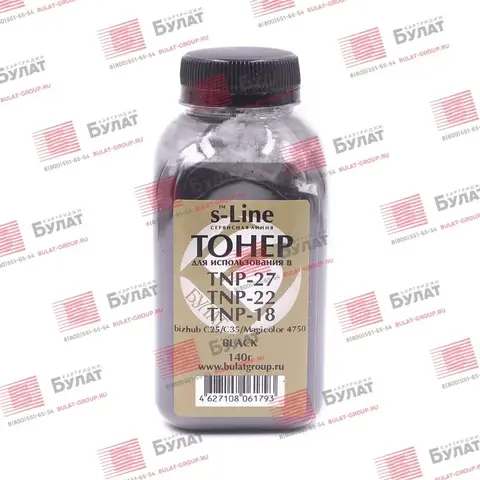 Тонер БУЛАТ s-Line TNP-18, TNP-22, TNP-27 для Konica Minolta bizhub C25, C35, Magicolor 4750 (Чёрный, банка 140 г)