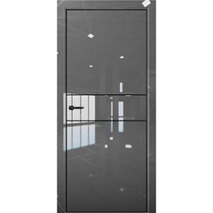 Купить Межкомнатная дверь глянец Pt 3 Платина crystall gray алюминиевая кромка Al Black Edition глухая