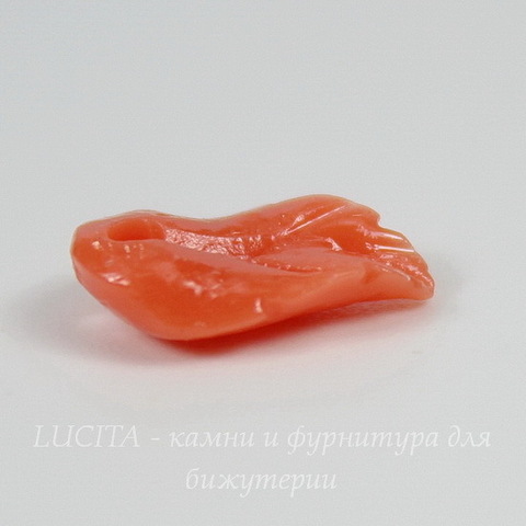 Подвеска Коралл (искусств) "Листик", цвет - коралловый, 11х7 мм
