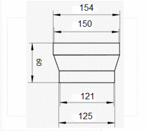 Соединитель-редуктор центральный 125х150 мм пластиковый
