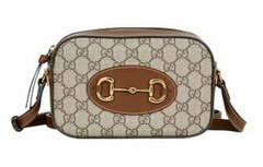Маленькая сумка на плечо Gucci Horsebit 1955 бежевый