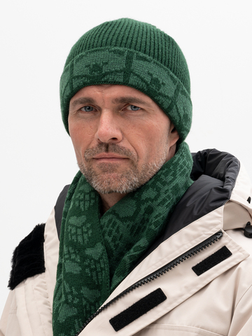 Утеплённая шапка «7 Русских Медведей» с флисовой подкладкой, зелёного цвета / Распродажа