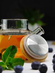 Стеклянный заварочный чайник с бамбуковой крышкой "Бамбук", 600 мл