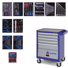 KING TONY (932-000AMB) Набор инструментов в синей тележке, 173 предмета