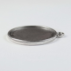 Сеттинг - основа - подвеска для камеи или кабошона 27 мм (цвет - античное серебро)