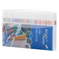 
          Маркер для скетчинга Basir, акриловый, на водной основе, белый корпус с цветным колпачком в цвет чернил, 60 шт