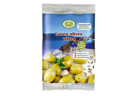 Оливки без косточки с чесноком и фенхелем Korvel, 80г