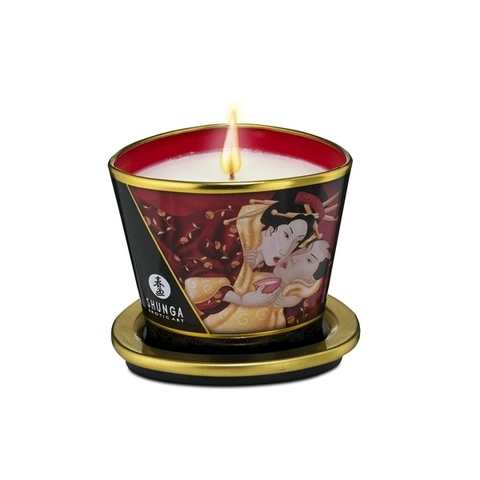 Shunga Массажное аромамасло в виде свечи, Клубничное вино, 170ml