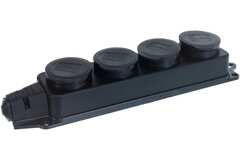 Колодка 4 розетки однофазная с заглушками с заземляющими контактами (каучук) 1029