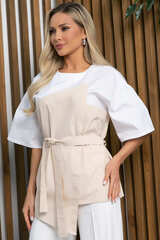 Блуза Альциона (бело-бежевая) Б13258-13М LT Collection