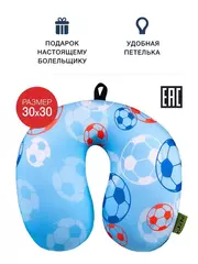 Подушка для шеи, подголовник Gekoko «Футбольный 2», голубая 2