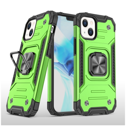 Противоударный чехол Strong Armour Case с кольцом для iPhone 13 Mini (Салатовый)