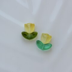 Подвеска Цветок тюльпан, акрил, жёлтый 9*9 мм, Ф025