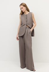 Брюки палаццо из смесового льна