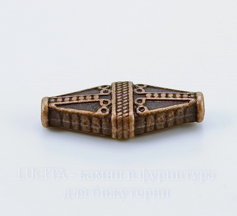 Бусина металлическая "Ромб" 22х10 мм (цвет - античная медь)
