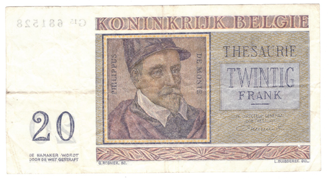 Бельгия 20 франков 1956