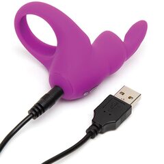 Фиолетовое эрекционное виброкольцо Happy Rabbit Rechargeable Rabbit Cock Ring - 