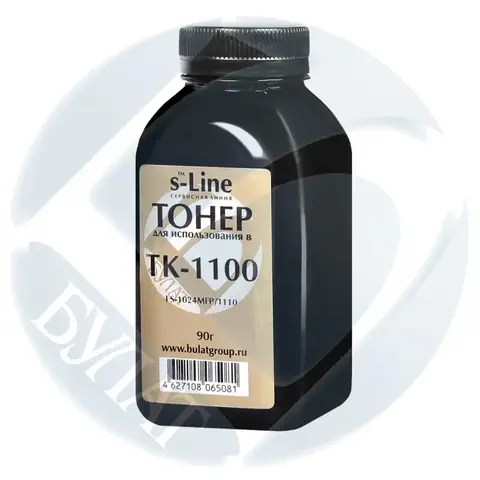 Тонер БУЛАТ s-Line TK-1100 для Kyocera FS-1024MFP (Чёрный, банка 90 г)