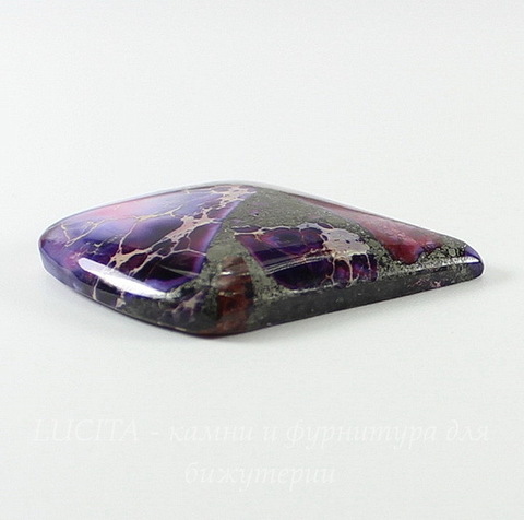 Кабошон Яшма Императорская (прессов., тониров), цвет - фиолетовый, 35х29 мм