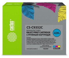 Картридж струйный Cactus CS-C9352C №22XL многоцветный (18мл) для HP DJ 3920, 3940, D1360, D1460, D1470, D1560, D2330, D2360
