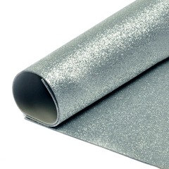 Фоамиран глиттерный, р. 20х30 см, 2 мм, серебро