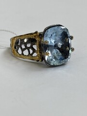 Янина-топаз (серебряное кольцо с позолотой)