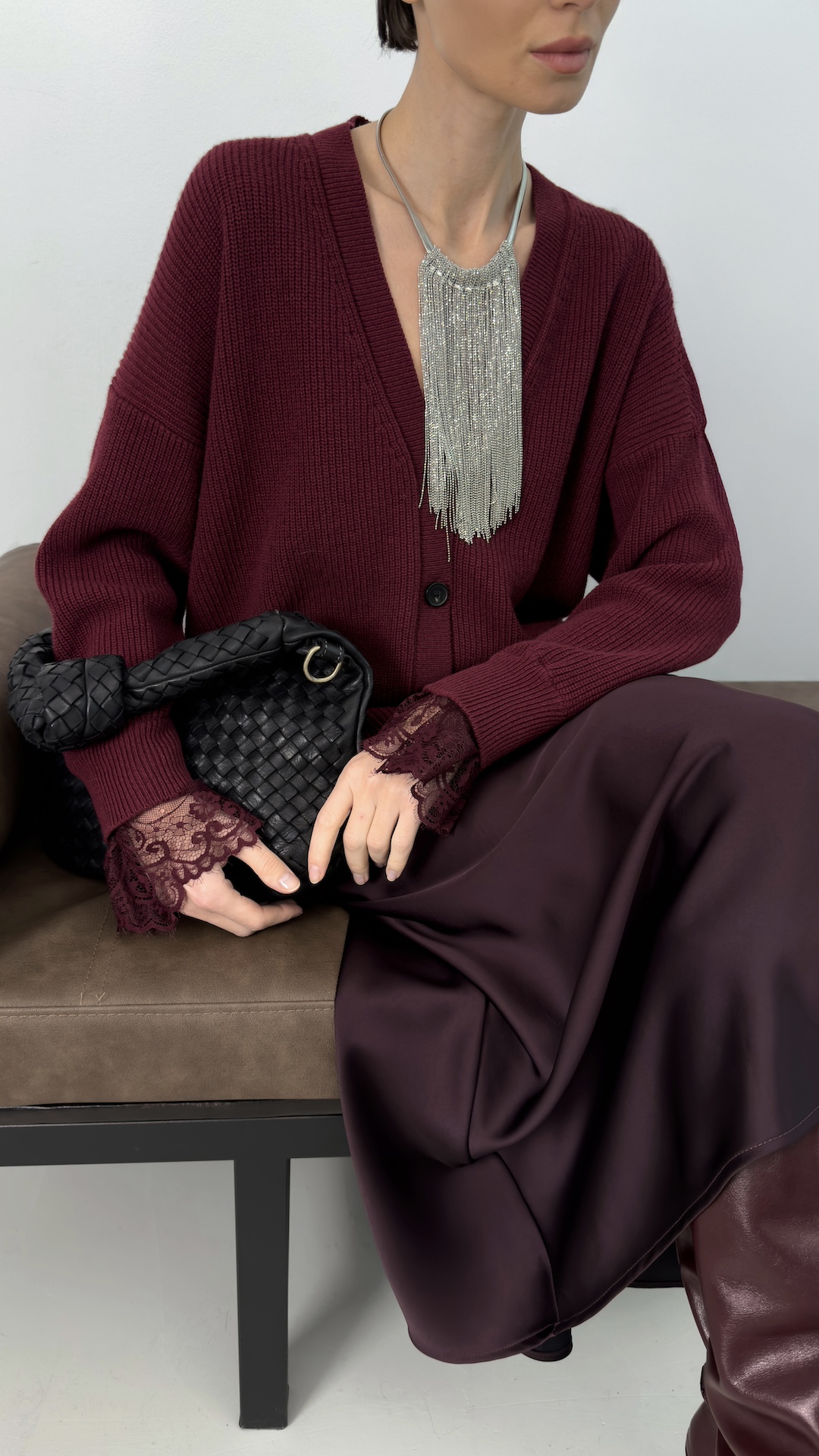 Кардиган с кружевом на манжетах PREMIUM QUALITY