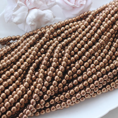 Гематин гематит, шарик 6 мм, шоколад, 1 нить, ГМ037